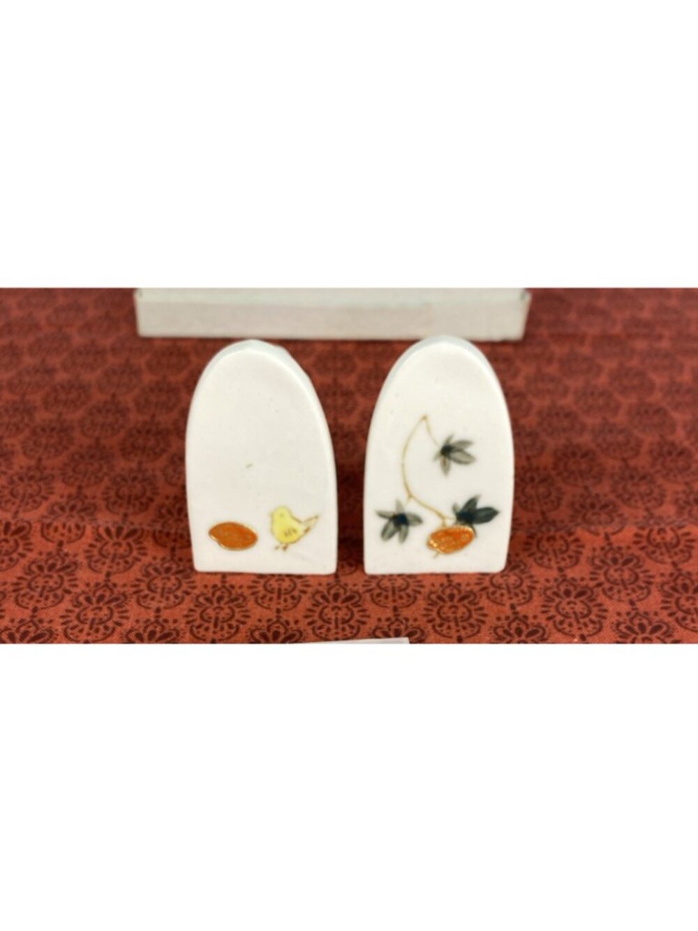 Our Own Import Bone China Clothes Iron Toothpick Holder Set Japan Rooster Floral - Picture 8 of 15